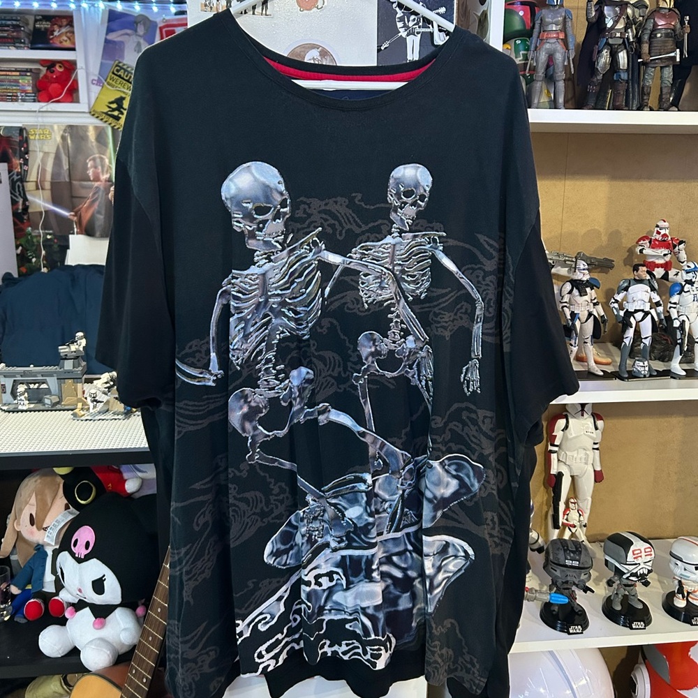 Men’s 4XL Y2K Skeletons Surfing T Shirt All Over Print
